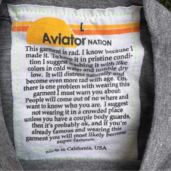 Aviator Nation Bolt Stitch Single Stitch Super Soft California Casual T Shirt L - Picture 3 of 9